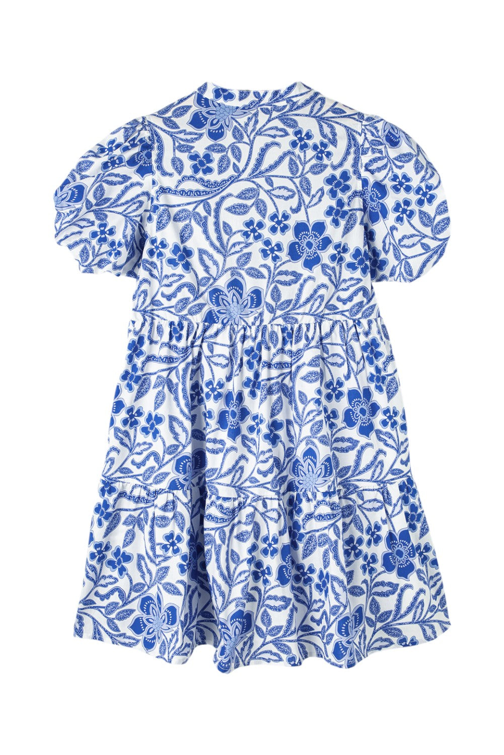 Blue floral dress on a white background. Women's dress, summer dress, cotton dress, mini dress, cotton mini dress, 100% cotton dress, summer mini dress