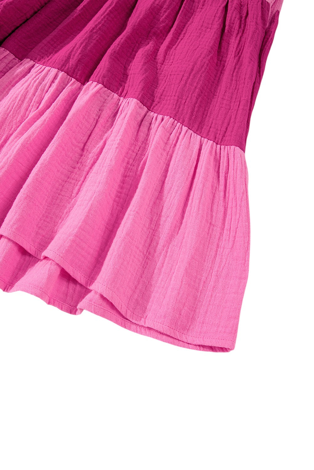 Close-up of a pink dress with a white background. Women's dresses, mini dress, cotton dress, summer dress, 100% cotton dress, color block dress,